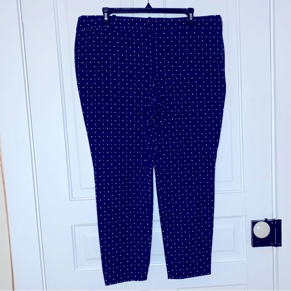J. Crew Winnie Pant, navy with red and white polka dots EUC - Picture 2 of 13